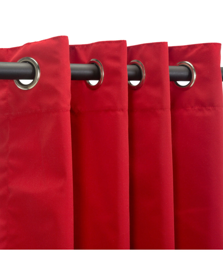 Sunbrella Outdoor Curtain with Nickel Grommets - Canvas Jockey Red