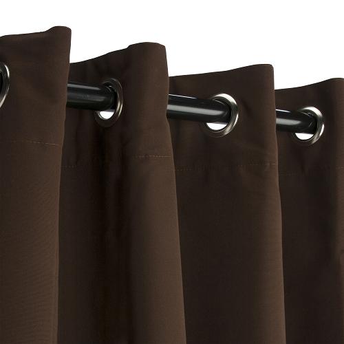Sunbrella Outdoor Curtain with Nickel Grommets - Bay Brown