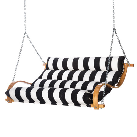 Curved Oak Double Deluxe Sunbrella Cushion Swing - Cabana Black