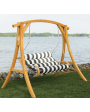 Curved Oak Double Deluxe Sunbrella Cushion Swing - Cabana Black