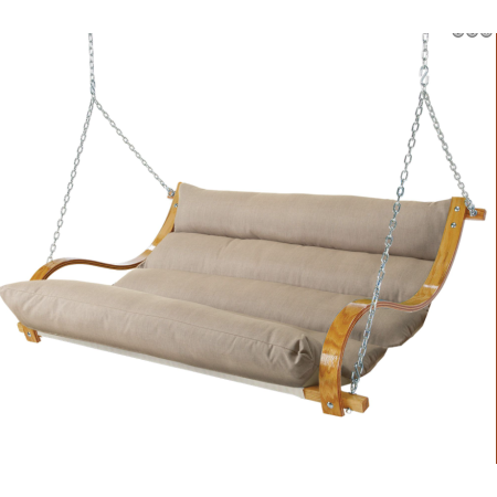 Curved Oak Double Deluxe Sunbrella Cushion Swing - Cast Ash