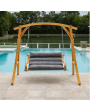 Curved Oak Double Deluxe Sunbrella Cushion Swing - Cast Slate