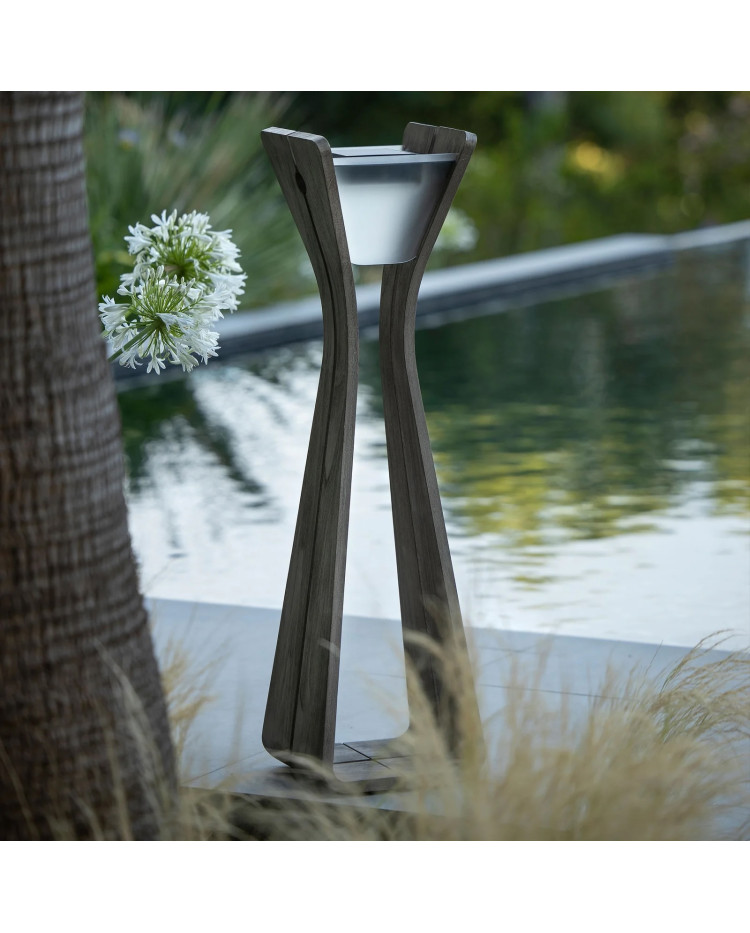 Bloom Outdoor Solar Lantern - Weathered Teak, White, or Graphite