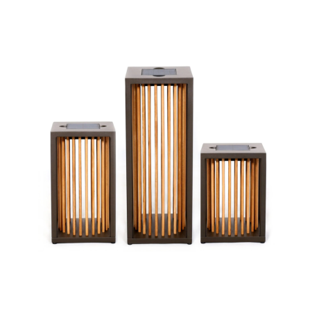 INKA Solar Outdoor Light - Bronze aluminum with teak INKA Solar Outdoor Light - Bronze aluminum with teak