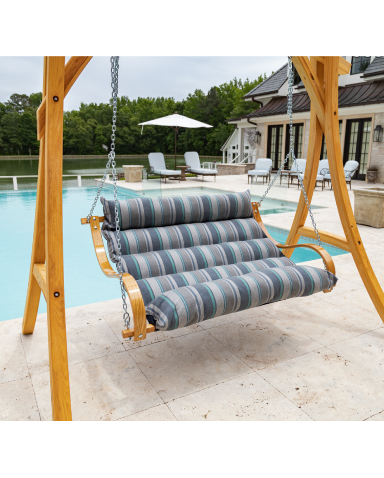 Curved Oak Double Deluxe Sunbrella Cushion Swing - Trusted Coast