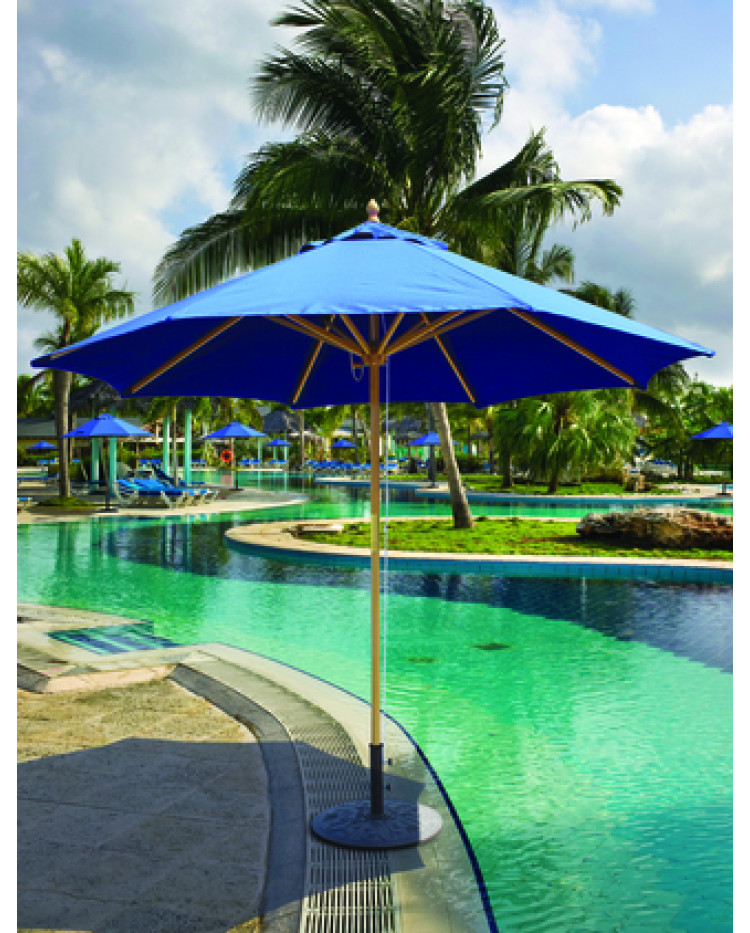 Galtech 132/232 - 9 FT Octagon Commercial Duty Wood Market Umbrella With Pulley Lift - Restaurants, HOA, Resorts, Hotels, Homes
