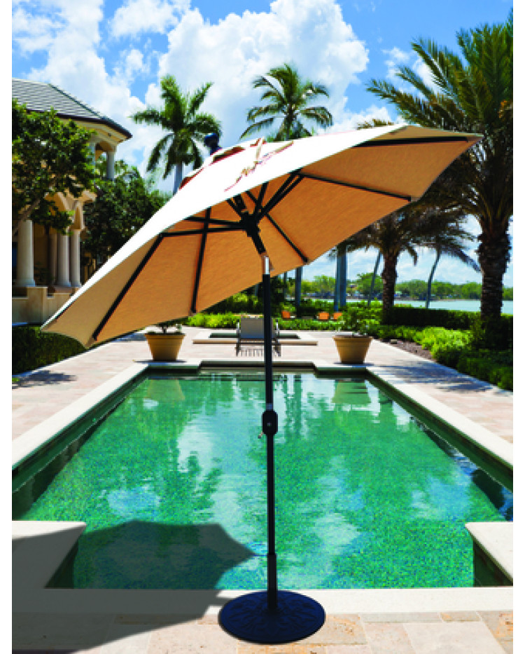 Galtech 727 - 7.5 Foot Deluxe Auto-Tilt Octagon Market Umbrella, Outdoor Patio, Deck, Pool, Backyard Stand Alone Umbrella - Heavy Duty