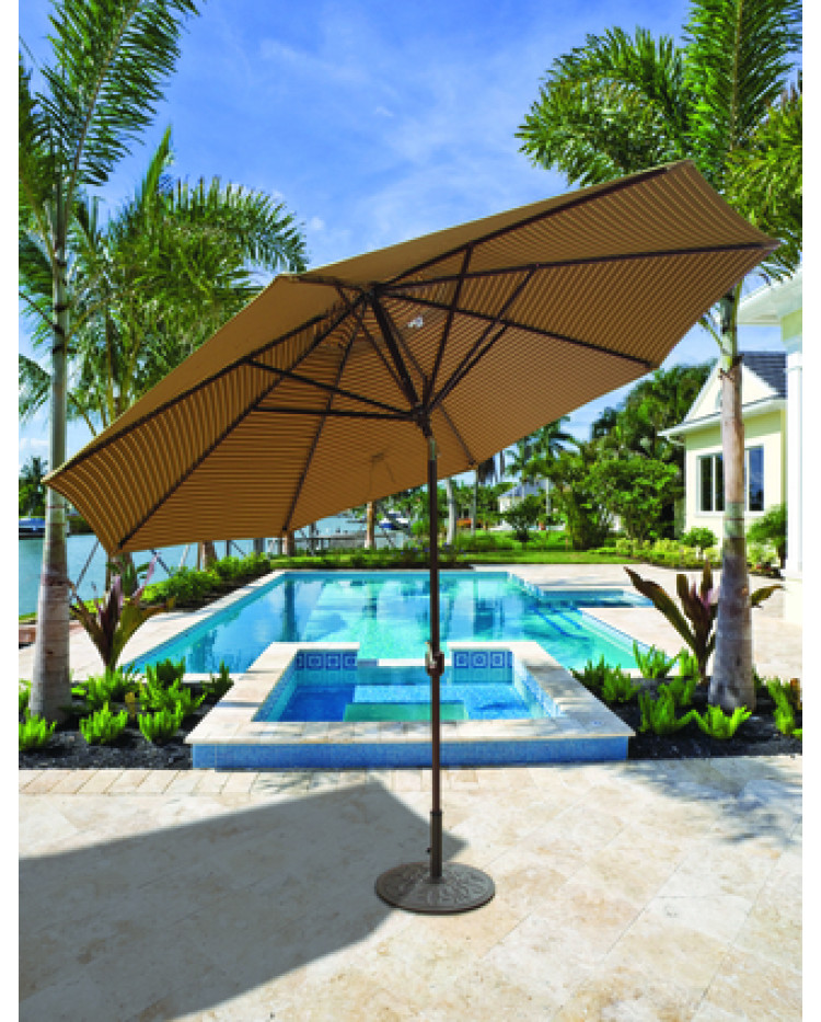 Galtech 11 Foot Deluxe Auto-Tilt Octagon Market Umbrella, Outdoor Patio, Deck, Pool, Backyard Stand Alone Umbrella - Heavy Duty - Frame Only