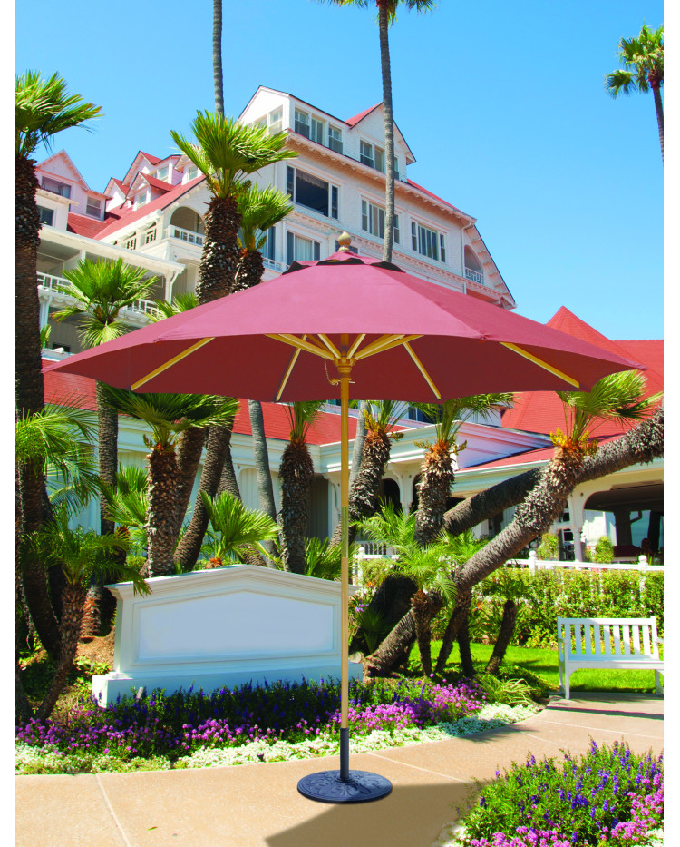 Galtech 131 - 9 FT Octagon Commercial Duty Wood Market Umbrella - Restaurants, HOA, Resorts, Hotels, Homes
