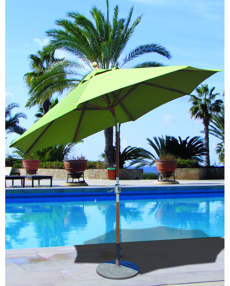 Galtech 537 - 9 Foot Octagon Resort Style Teak Market Umbrella with Rotational Tilt and Crank Lift - Frame Only
