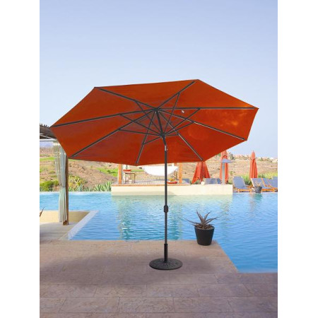 Galtech 779 - 8x11 Foot Deluxe Auto-Tilt Oval Market Umbrella, Outdoor Patio, Deck, Pool, Backyard Stand Alone Umbrella - Heavy Duty