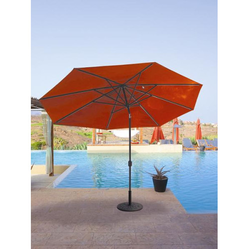 Galtech 779 - 8x11 Foot Deluxe Auto-Tilt Oval Market Umbrella, Outdoor Patio, Deck, Pool, Backyard Stand Alone Umbrella - Heavy Duty