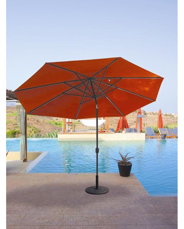 Galtech 779 - 8x11 Foot Deluxe Auto-Tilt Oval Market Umbrella, Outdoor Patio, Deck, Pool, Backyard Stand Alone Umbrella - Heavy Duty