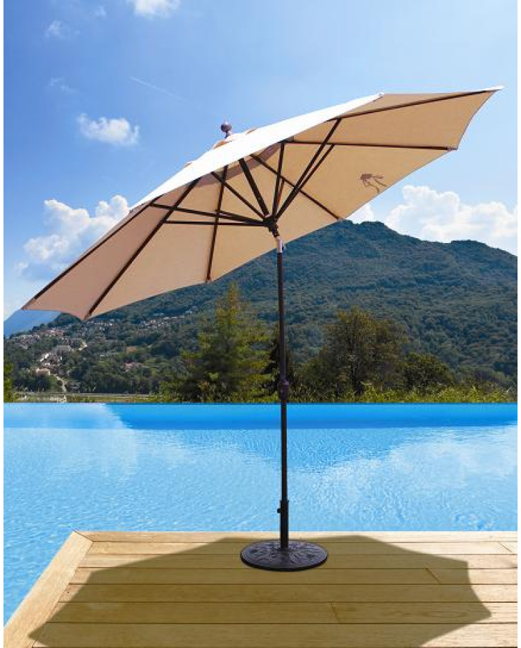 Galtech 789 - 11 Foot Deluxe Auto-Tilt Octagon Market Umbrella, Outdoor Patio, Deck, Pool, Backyard Stand Alone Umbrella - Heavy Duty